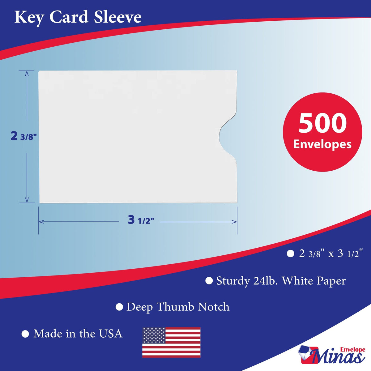 Minas Envelope Key Card Holder, Credit Card Protector, Gift Card Sleeve,  2-3/8
