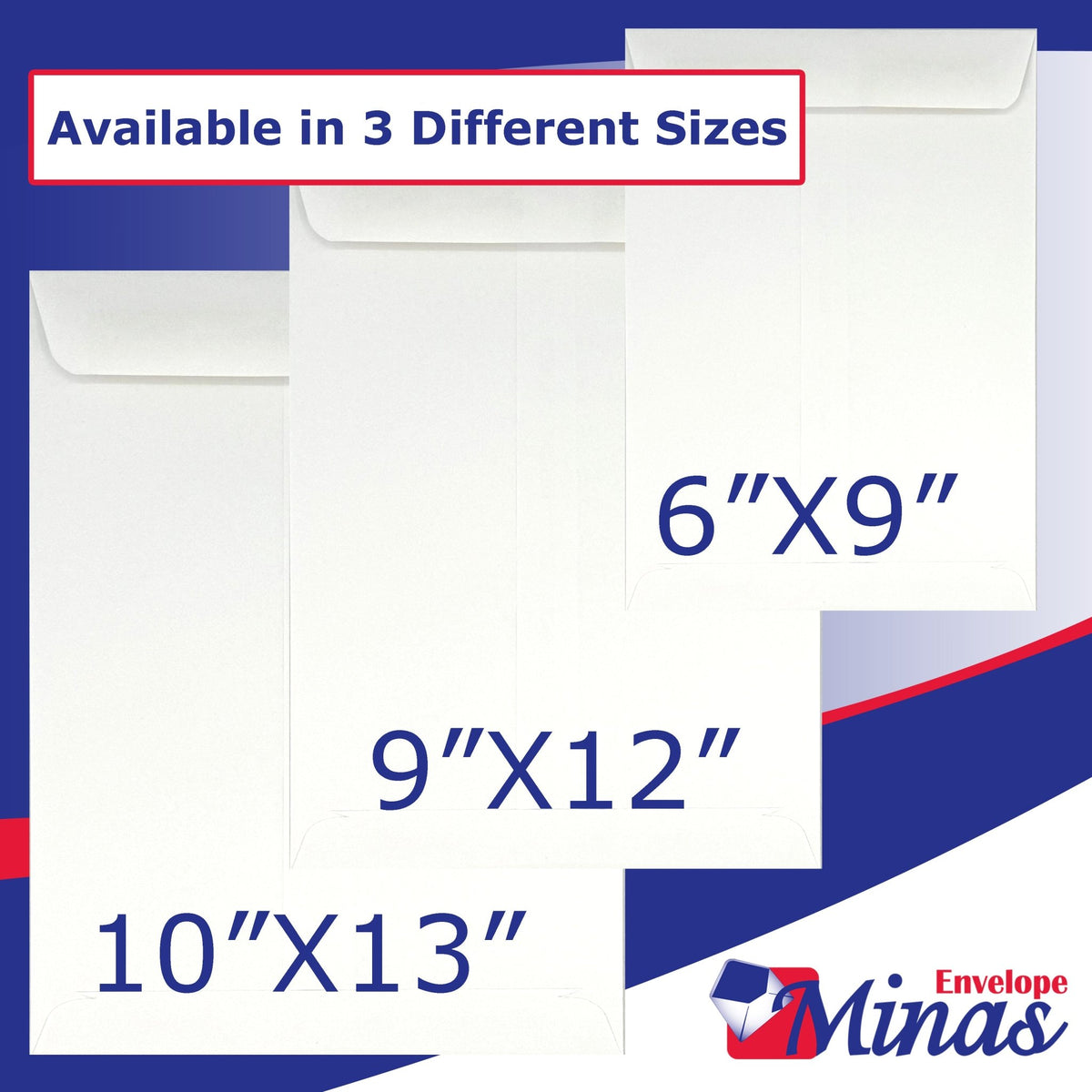 Minas Envelope 6" x 9" Catalog (Open End) Envelopes, Sturdy 24lb. White