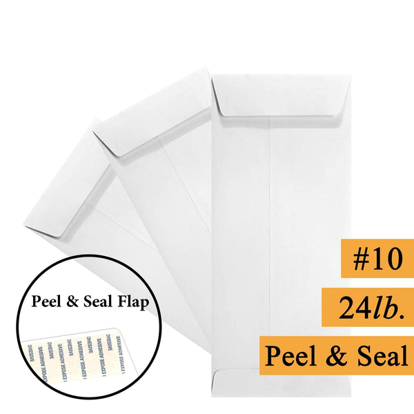 #10 Policy (Open End) Envelope, 4 1/8 x 9 1/2, Sturdy 24lb. White, Peel & Seal Flap (MPL10PW) - Minas Envelope