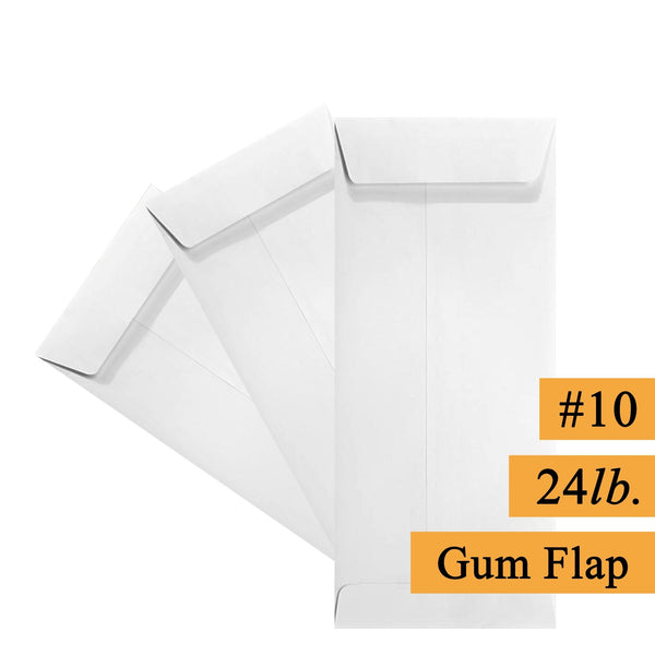 #10 Policy (Open End) Envelope, 4 1/8 x 9 1/2, Sturdy 24lb. White, Strong Gum Flap (MPL10W) - Minas Envelope