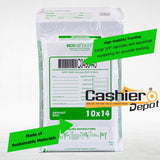 10" x 14" White Tamper Evident Deposit Bags, Serialized Numbering, Barcode, Press & Seal Void Closure Tape (CAS1014W) - Minas Envelope