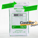 10" x 14" White Tamper Evident Deposit Bags, Serialized Numbering, Barcode, Press & Seal Void Closure Tape (CAS1014W) - Minas Envelope
