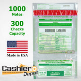 10" x 15" Clear Tamper Evident Deposit Bags, Twin Pockets, Serialized Numbering, Barcode, Press & Seal Void Closure Tape (CAS1015VT) - Minas Envelope