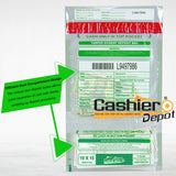 10" x 15" Clear Tamper Evident Deposit Bags, Twin Pockets, Serialized Numbering, Barcode, Press & Seal Void Closure Tape (CAS1015VT) - Minas Envelope