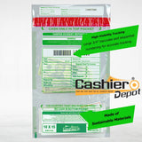 10" x 15" Clear Tamper Evident Deposit Bags, Twin Pockets, Serialized Numbering, Barcode, Press & Seal Void Closure Tape (CAS1015VT) - Minas Envelope