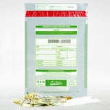 12" x 16" Clear Tamper Evident Deposit Bags, Serialized Numbering, Barcode, Press & Seal Void Closure Tape (CAS1216C) - Minas Envelope