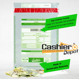 12" x 16" Clear Tamper Evident Deposit Bags, Serialized Numbering, Barcode, Press & Seal Void Closure Tape (CAS1216C) - Minas Envelope