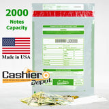 12" x 16" Clear Tamper Evident Deposit Bags, Serialized Numbering, Barcode, Press & Seal Void Closure Tape (CAS1216C) - Minas Envelope