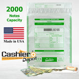 12" x 16" White Tamper Evident Deposit Bags, Serialized Numbering, Barcode, Press & Seal Void Closure Tape (CAS1216W) - Minas Envelope