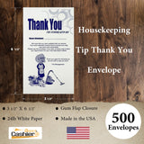 500 Cashier Depot Housekeeping Tip Thank You Envelope, White, 3 1/2" X 6 1/2", 24lb, 500/box (HK7W) - Minas Envelope