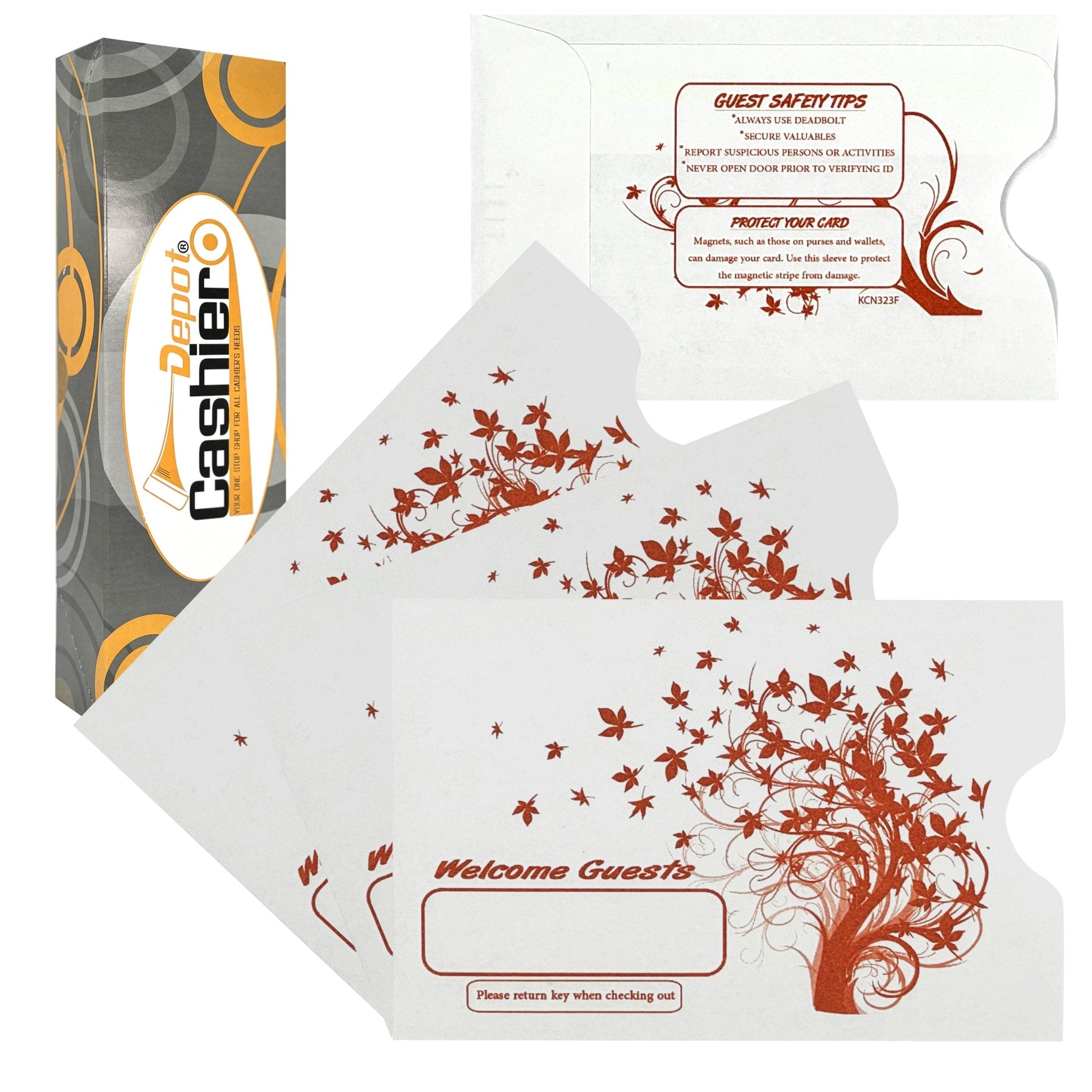 500 Cashier Depot Hotel Key Card Envelope, Motel Key Card Sleeve Welcome Guests 2-3/8
