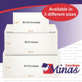 6 3/4 Business Envelope, 3 5/8" X 6 1/2" , Security Tinted, Sturdy 24lb. White, Gum Flap (MB634T) - Minas Envelope