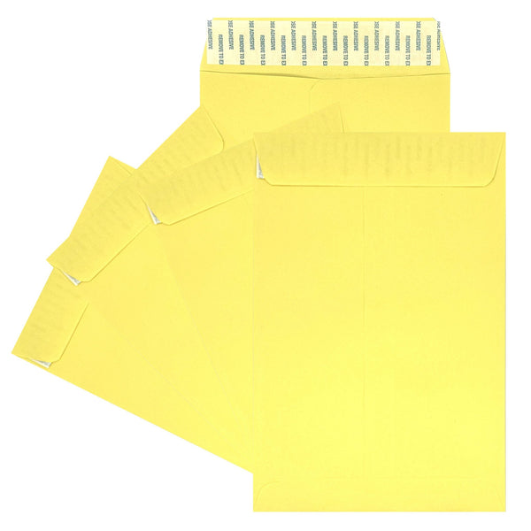 6" x 9" Catalog (Open End) Envelopes, Sturdy 24lb. Canary/Yellow, Peel & Seal Flap (MCT695PCY) - Minas Envelope