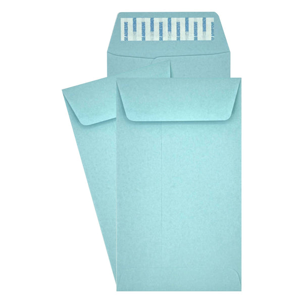 #7 Coin Envelopes, 3 - 1/2" X 6 - 1/2", Sturdy 24lb. Pastel Blue, Peel & Seal Flap (MC7SB) - Minas Envelope