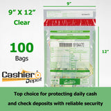 9" x 12" Clear Tamper Evident Bank Deposit Bags, Serialized Numbering & Barcode (CAS912C) - Minas Envelope