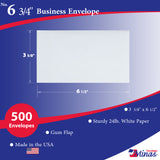 Custom Printed #6 3/4 Business Envelopes – 3 5/8" x 6 1/2" – Sturdy 24lb White Wove – Professional Mailing & Office Use
