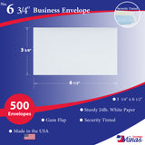 Custom Printed #6 3/4 Business Envelopes – 3 5/8" x 6 1/2" – Sturdy 24lb White Wove – Professional Mailing & Office Use