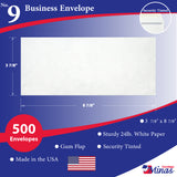 Custom Printed #9 Business Envelopes – 3 7/8" x 8 7/8" – Sturdy 24lb White Wove – Professional Mailing & Office Use