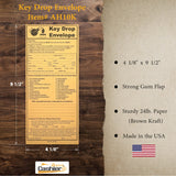 After Hours/Night Key Drop Envelope, 4 1/8" x 9 1/2", Gum Flap, Open End, Sturdy 24lb Kraft (AH10K) - Minas Envelope