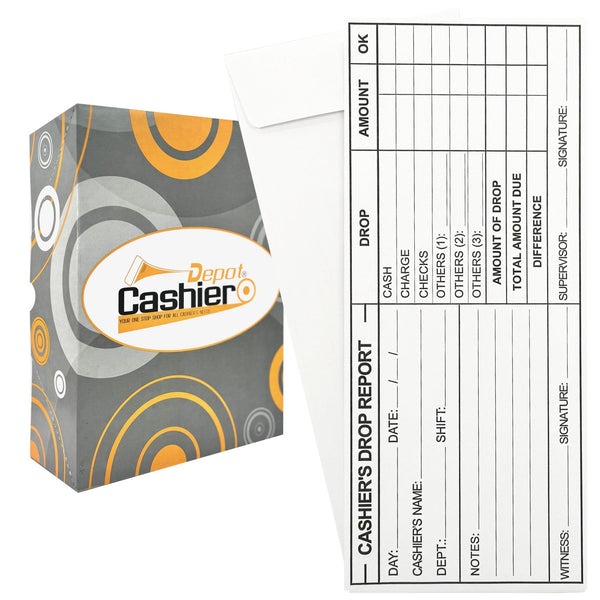 Cashier Drop Form Example Cashier's Drop Report Envelope EZ465, 4 1/8