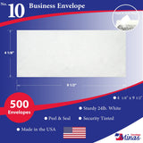 Custom Printed 10 Business Envelopes – 4 1/8" x 9 1/2" – Sturdy 24lb White Wove – Professional Mailing & Office Use - Minas Envelope