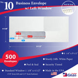 Custom Printed 10 Business Envelopes – 4 1/8" x 9 1/2" – Sturdy 24lb White Wove – Professional Mailing & Office Use - Minas Envelope