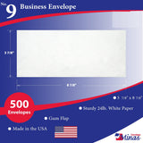 Custom Printed 9 Business Envelopes – 3 7/8" x 8 7/8" – Sturdy 24lb White Wove – Professional Mailing & Office Use - Minas Envelope