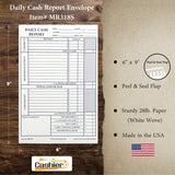 Daily Cash Report Envelope MR318S, 6" x 9", Open End, Sturdy 28lb White, Peel & Seal Flap (MR318S) - Minas Envelope