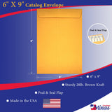 Minas Envelope 6" x 9" Catalog (Open End) Envelopes, Heavy 28lb. Brown Kraft, Peel & Seal Flap (MCT695KS) - Minas Envelope
