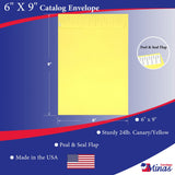 Minas Envelope 6" x 9" Catalog (Open End) Envelopes, Sturdy 24lb. Canary/Yellow, Peel & Seal Flap (MCT695PCY) - Minas Envelope