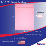 Minas Envelope 6" x 9" Catalog (Open End) Envelopes, Sturdy 24lb. Pink, Peel & Seal Flap (MCT695PP) - Minas Envelope