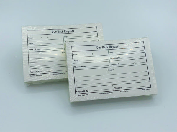 Notes Due Back Image Cashier Depot Due Back Request, Carbonless, White / Canary 5 1/2